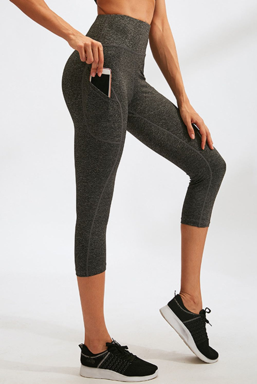 Slim Fit Wide Waistband Active Leggings with Pockets - Shirley's