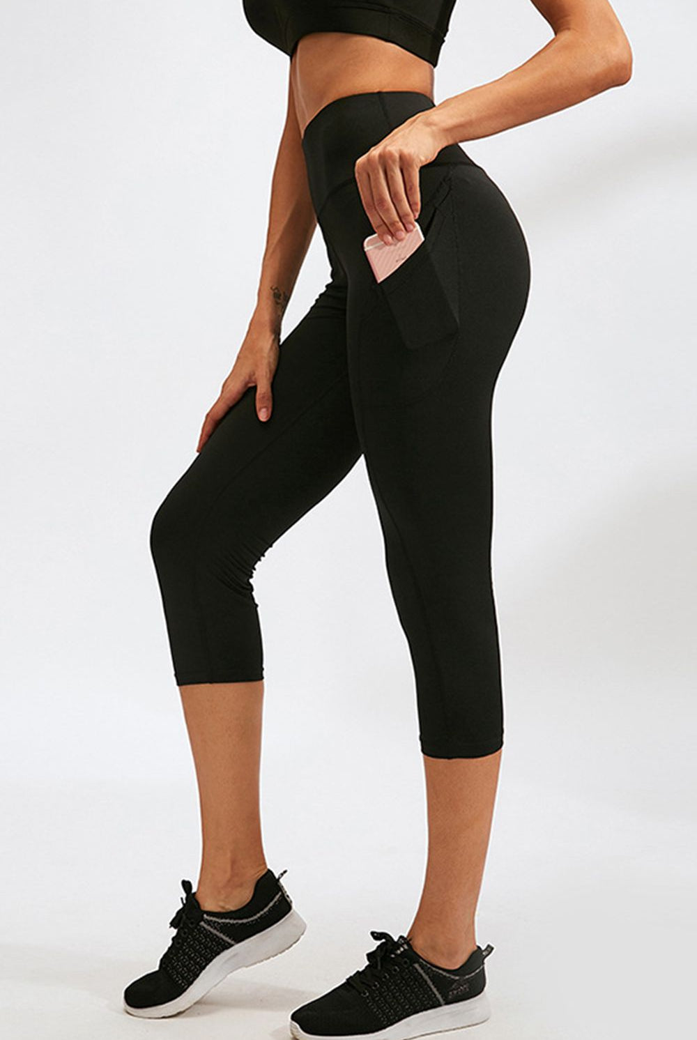 Slim Fit Wide Waistband Active Leggings with Pockets - Shirley's