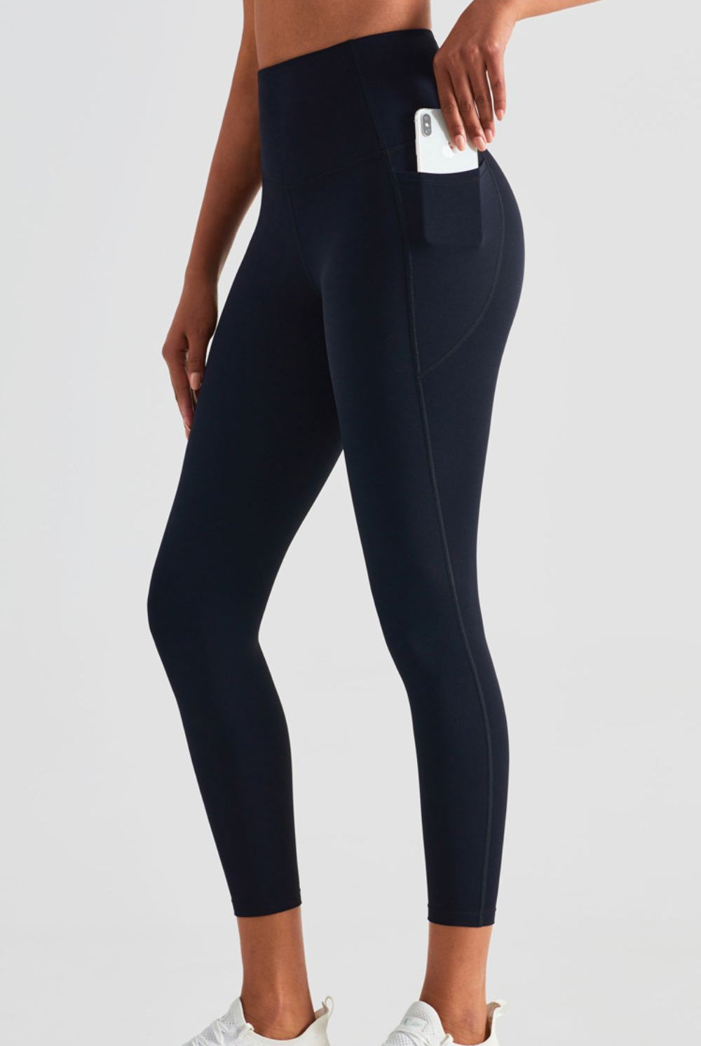 Wide Waistband Sports Leggings with Pockets - Shirley's