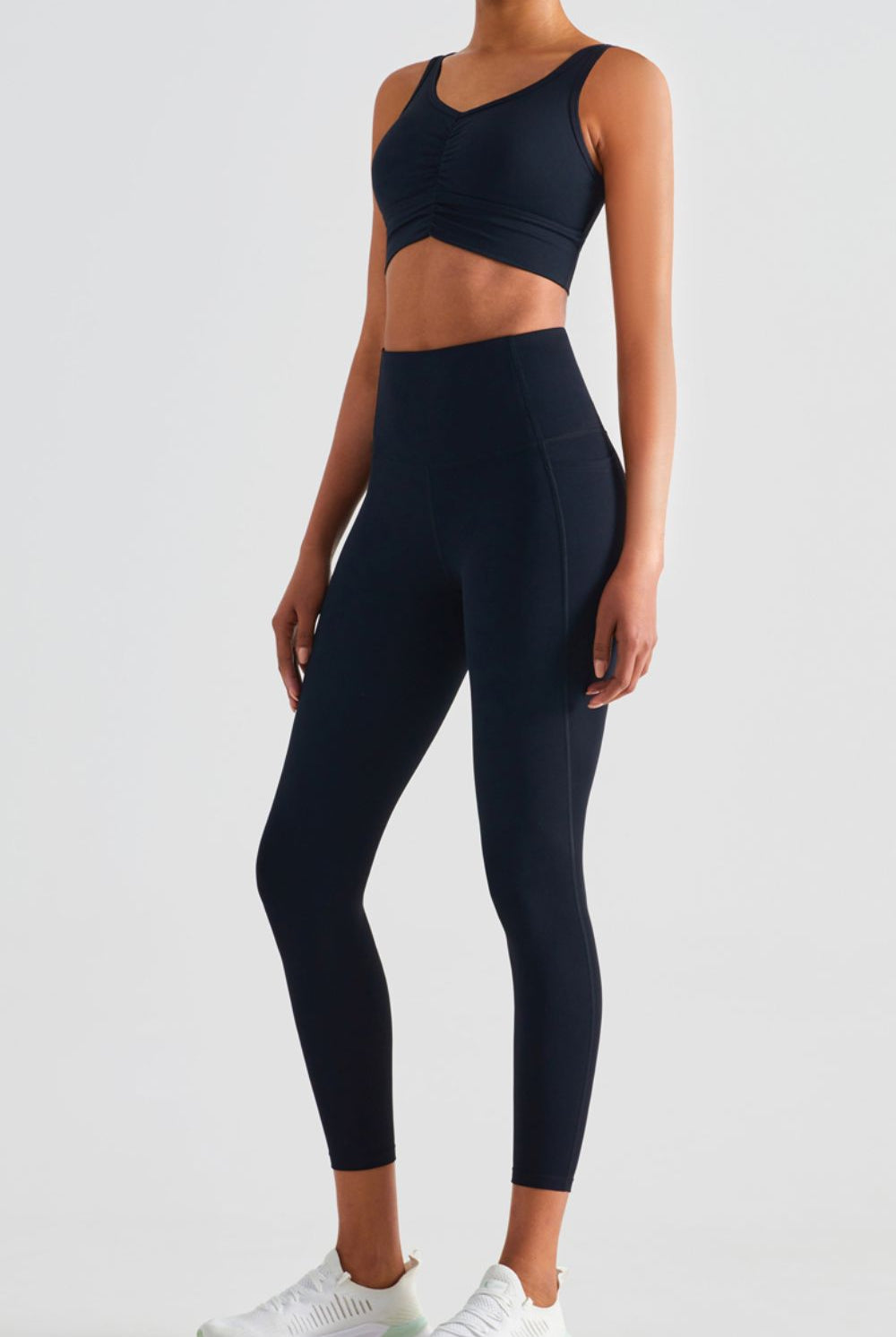 Wide Waistband Sports Leggings with Pockets - Shirley's